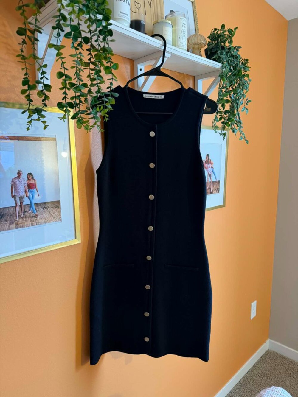 Abercrombie Black Button Up Dress Size M Tall